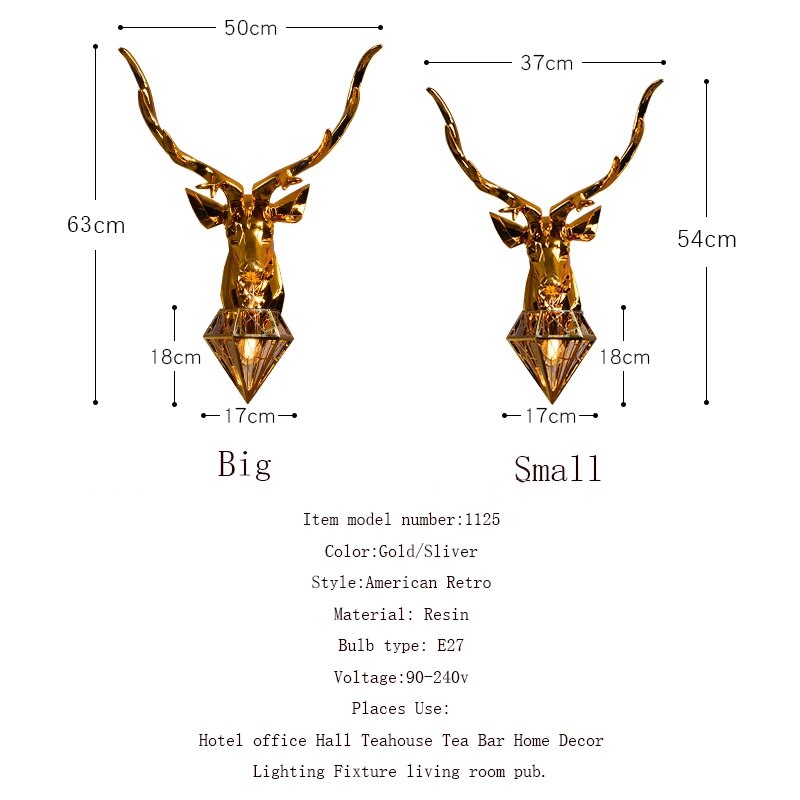 Nordic Antler Glass Wall Lamp Modern Wall Lamps American Retro Deer Wall Light Bedside Lamp Wall Sconce Lamp