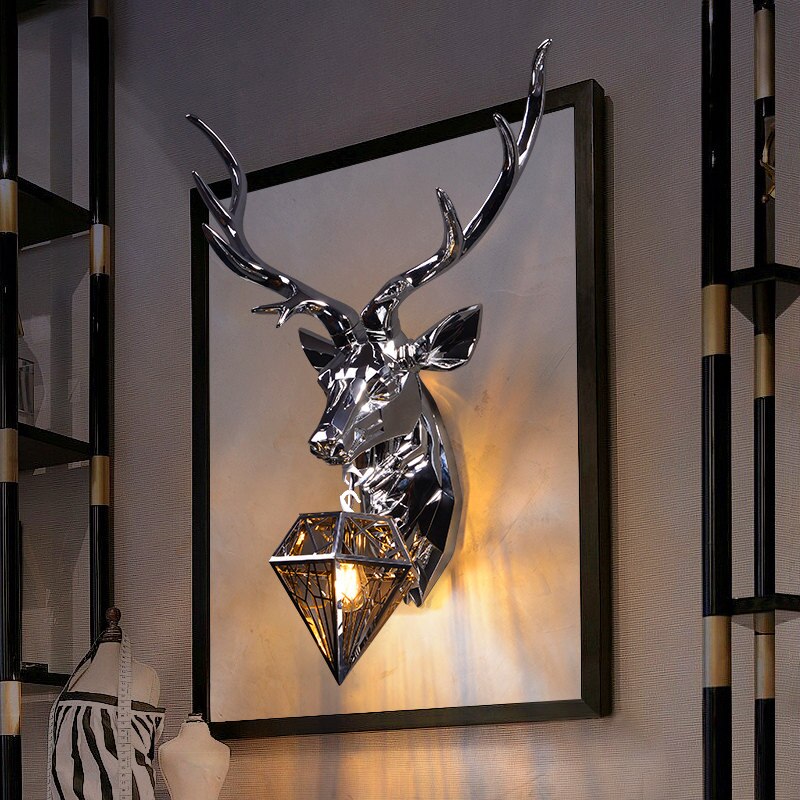 Nordic Antler Glass Wall Lamp Modern Wall Lamps American Retro Deer Wall Light Bedside Lamp Wall Sconce Lamp