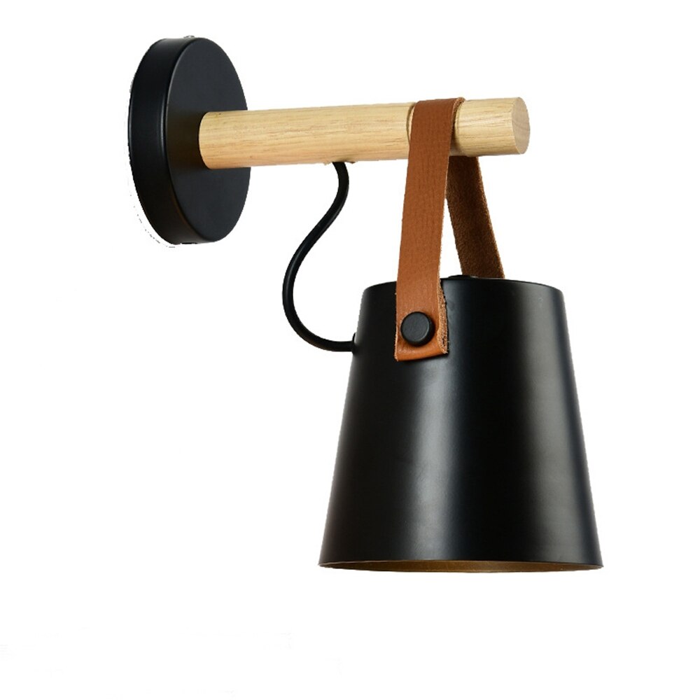 Black Nordic Iron Wall Lamp Leather Handle