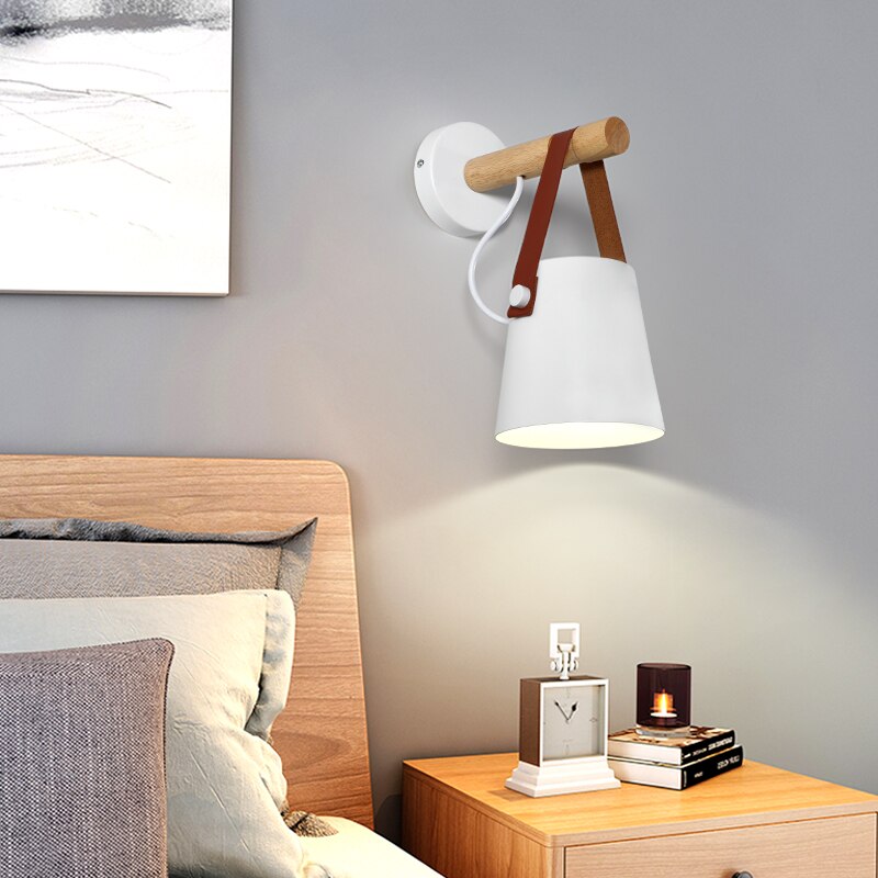 Black Nordic Iron Wall Lamp Leather Handle