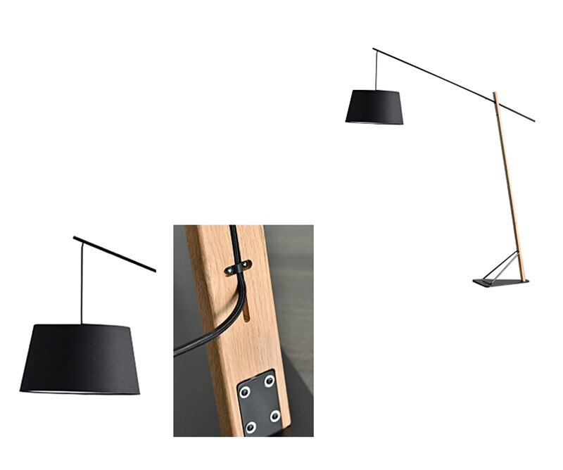 Nordic White Black Lamp Floor Lamp Wooden Standing