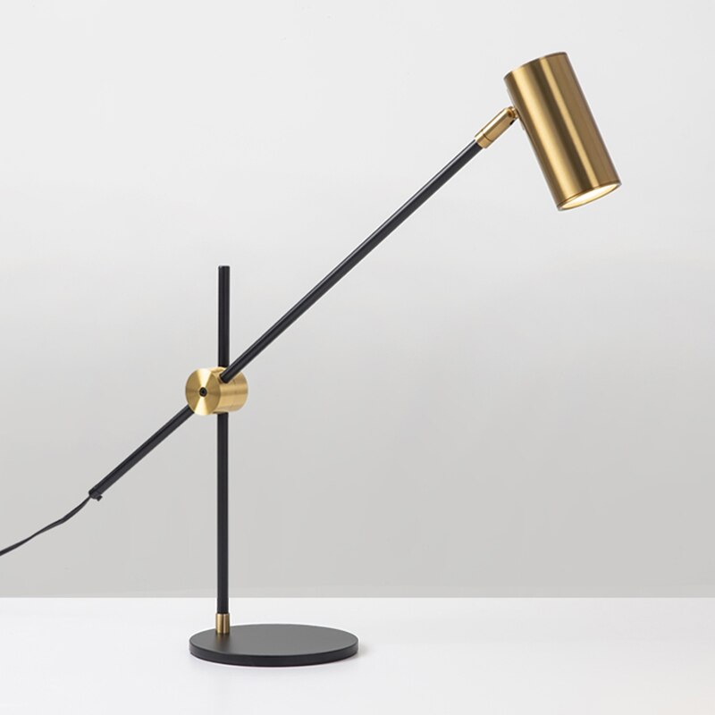 Plated Brass Table Lamp Modern Metal Swing Arm Desk Lamp