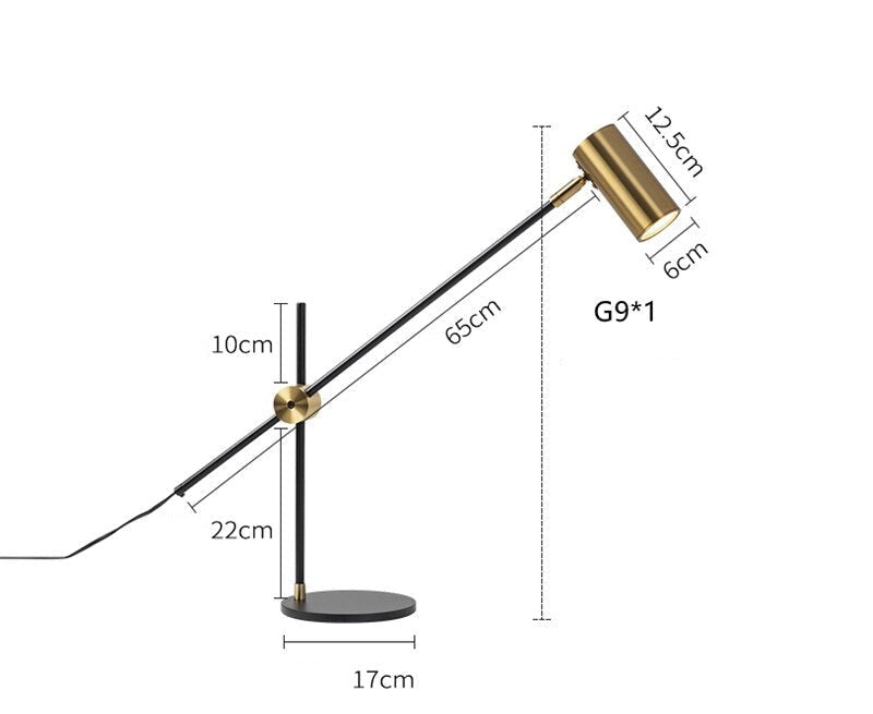 Plated Brass Table Lamp Modern Metal Swing Arm Desk Lamp