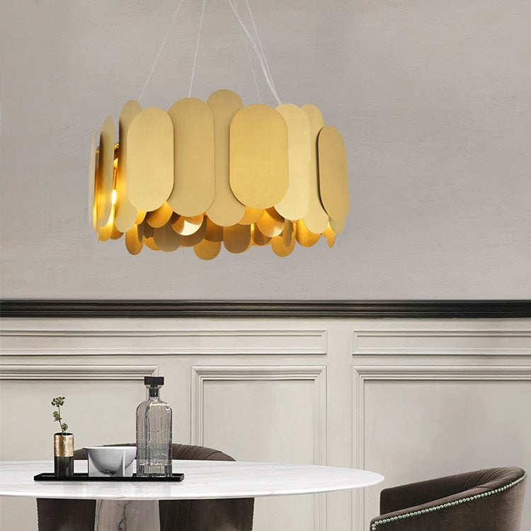 Oval Gold Metal Chandelier Hanging Pendant
