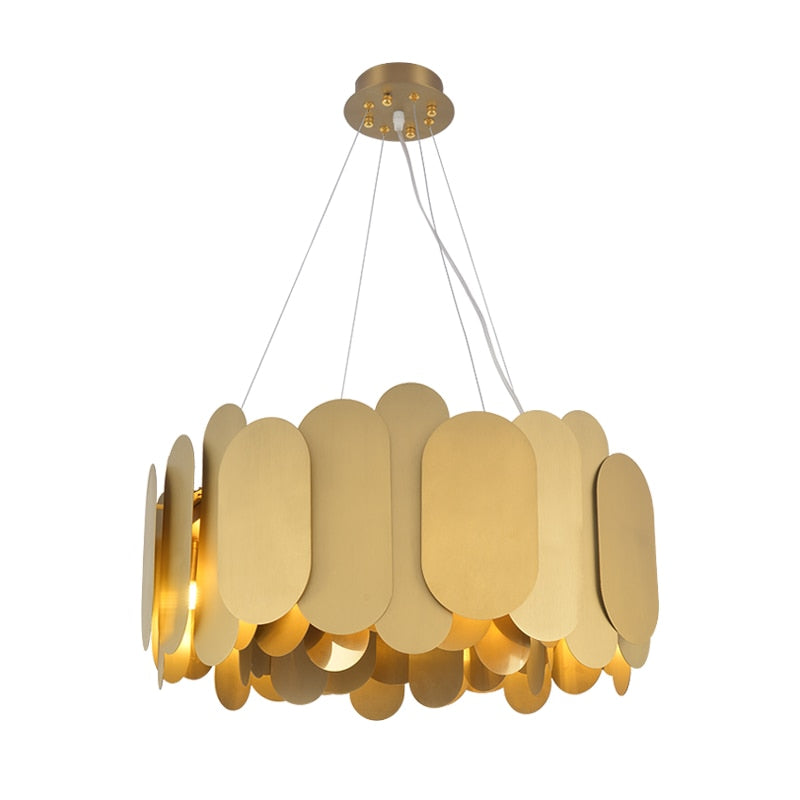 Oval Gold Metal Chandelier Hanging Pendant