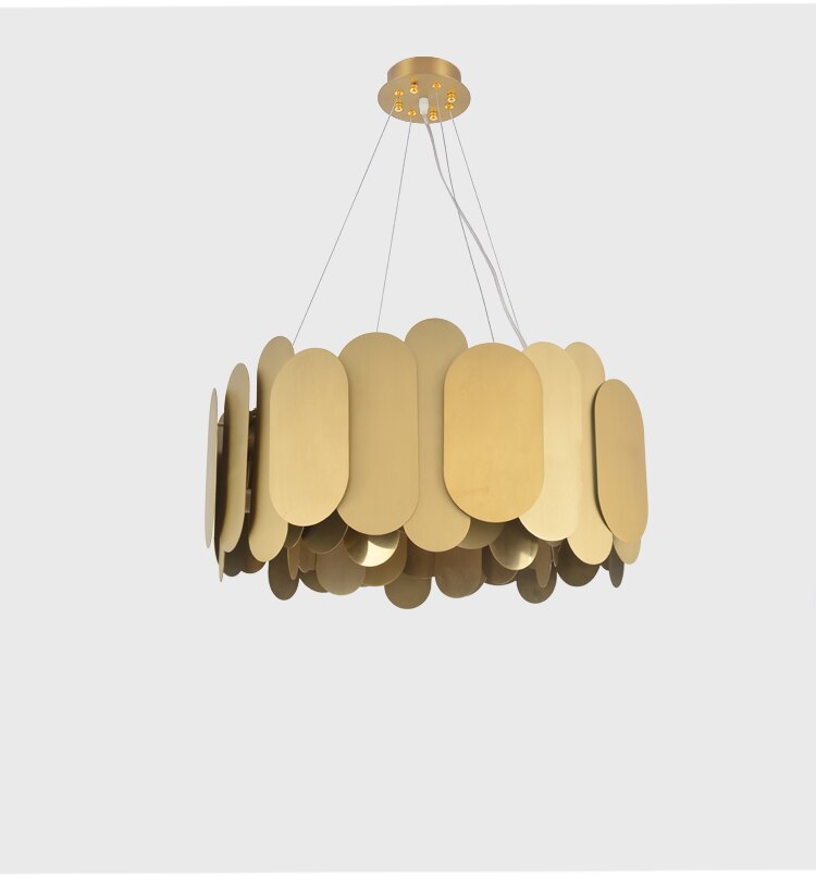 Oval Gold Metal Chandelier Hanging Pendant