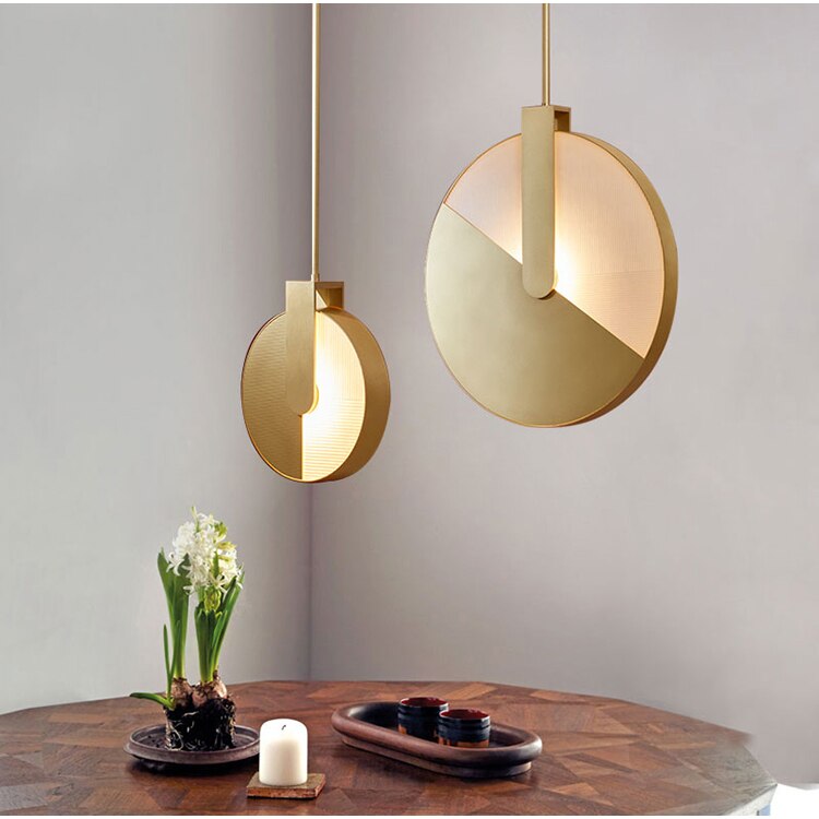 LED Gold Metal Round Wheel Pendant Hanging Lamp Droplight