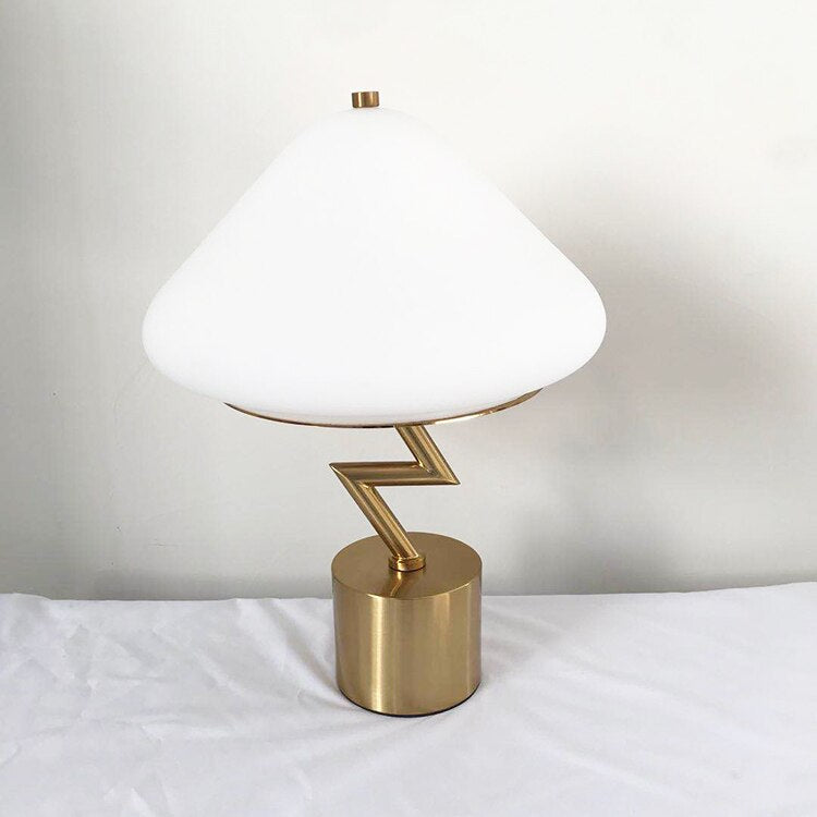 Mushroom Table Lamp Blue Pink Glass Lampshade Metal Base